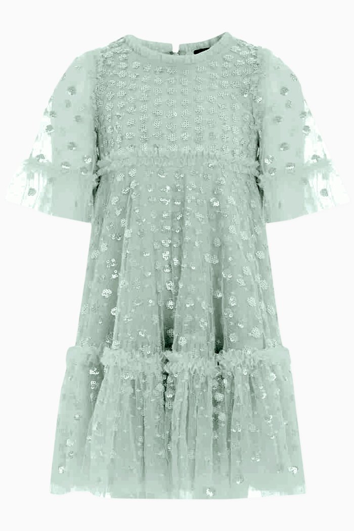 

Raindrop Sequin-embellished Dress in Tulle, Green