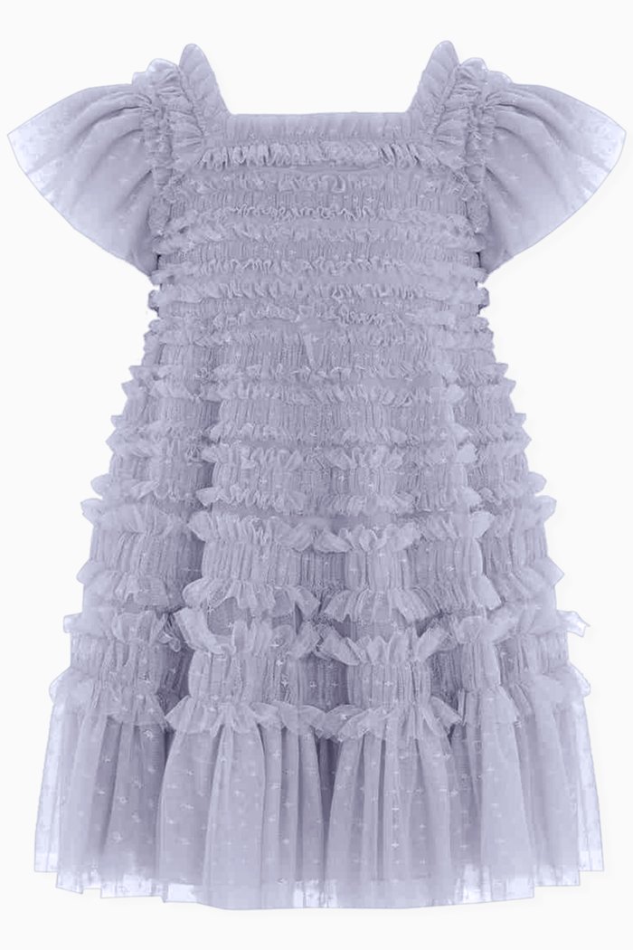

Lisette Ruffle-trim Dress in Kisses Tulle, Blue