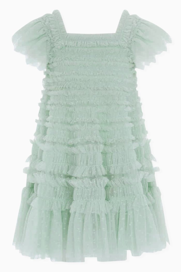 

Lisette Ruffle-trim Dress in Kisses Tulle, Green