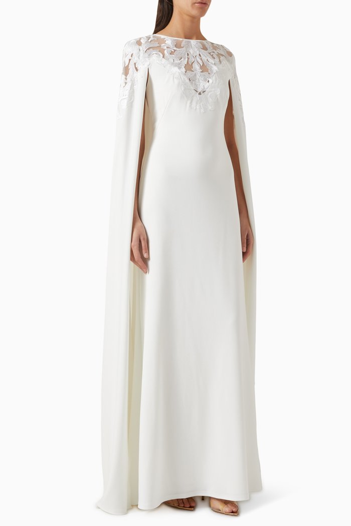 

Bales Cape Gown in Crepe, Neutral