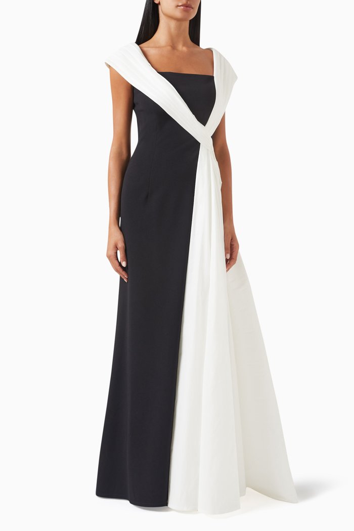 

McKenna Off-the-shoulder Gown in Taffeta, Black