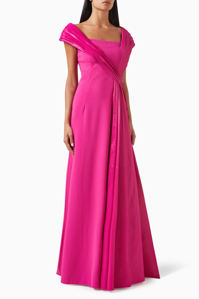 

McKenna Off-the-shoulder Gown in Taffeta, Pink