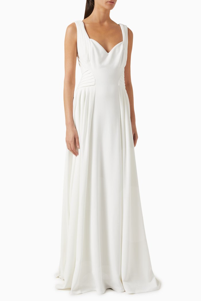 

Callaway Draped Gown in Crepe, Neutral