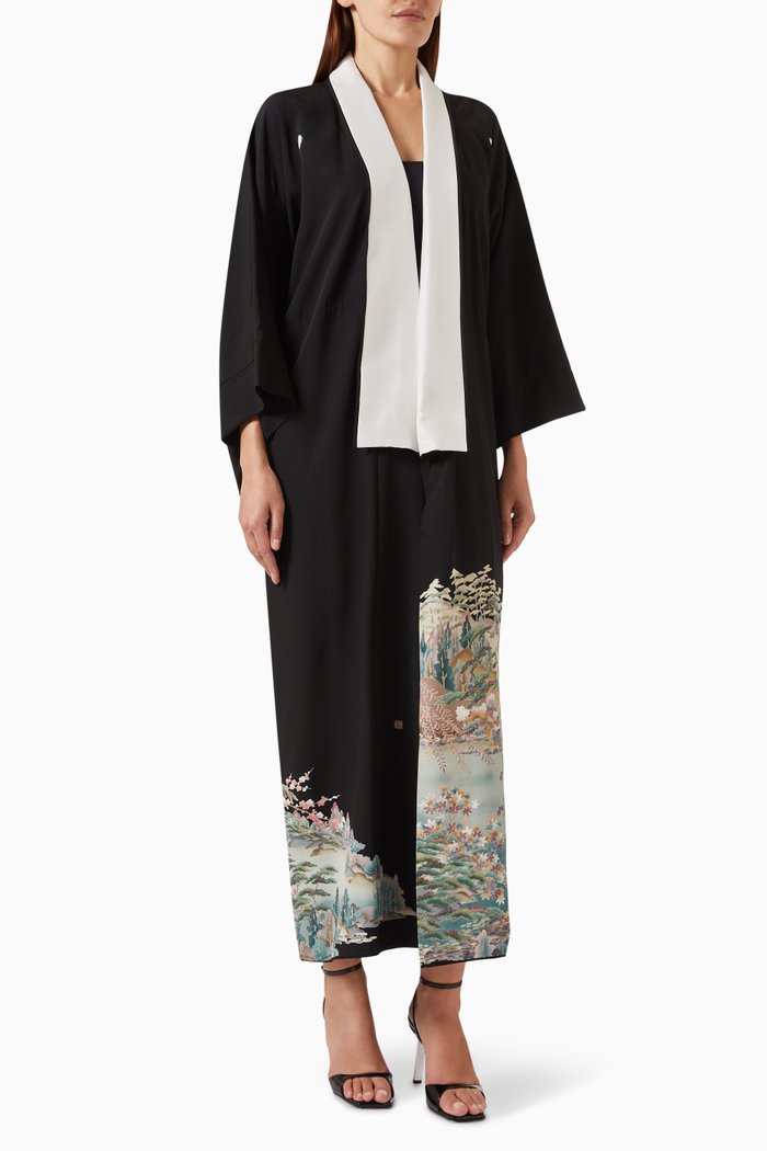 

Japanese Kimono No 7 in Pure Silk, Black