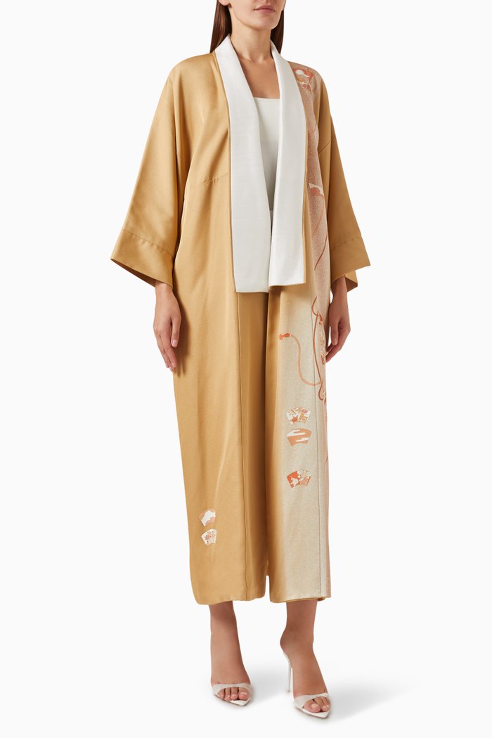 

Hand-painted Japanese Kimono in Pure Silk, Gold