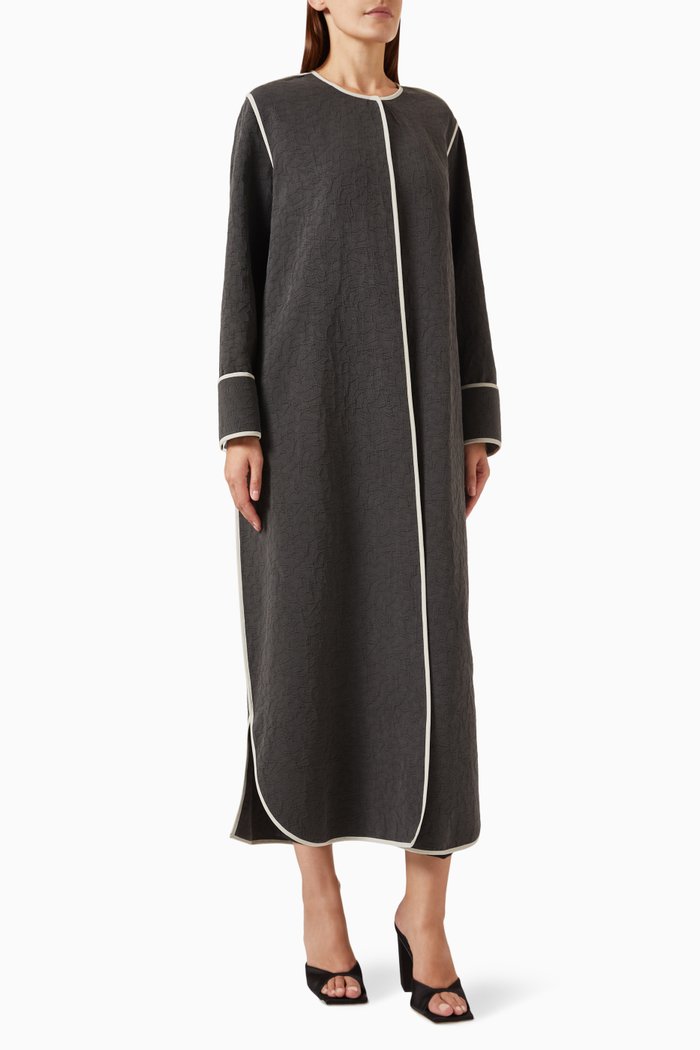 

Pinstripe Abaya in Jacquard Cotton, Grey