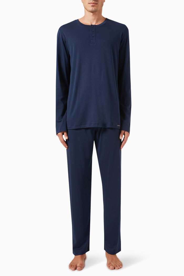 

Night & Day Pyjama Set in Cotton, Blue