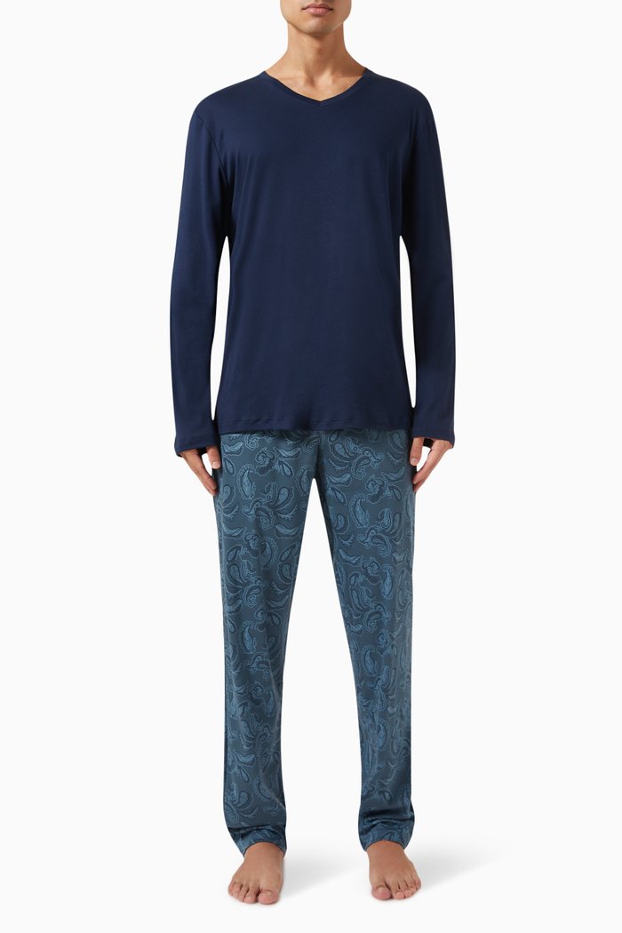 

Night & Day Pyjama Set in Interlock Cotton, Multicolour