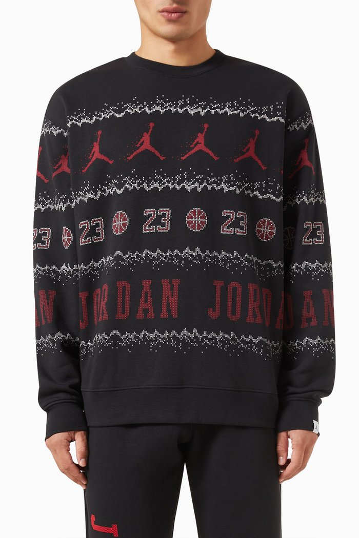

Jordan Essentials Holiday Sweatshirt in Cotton Fleece Blend, Black