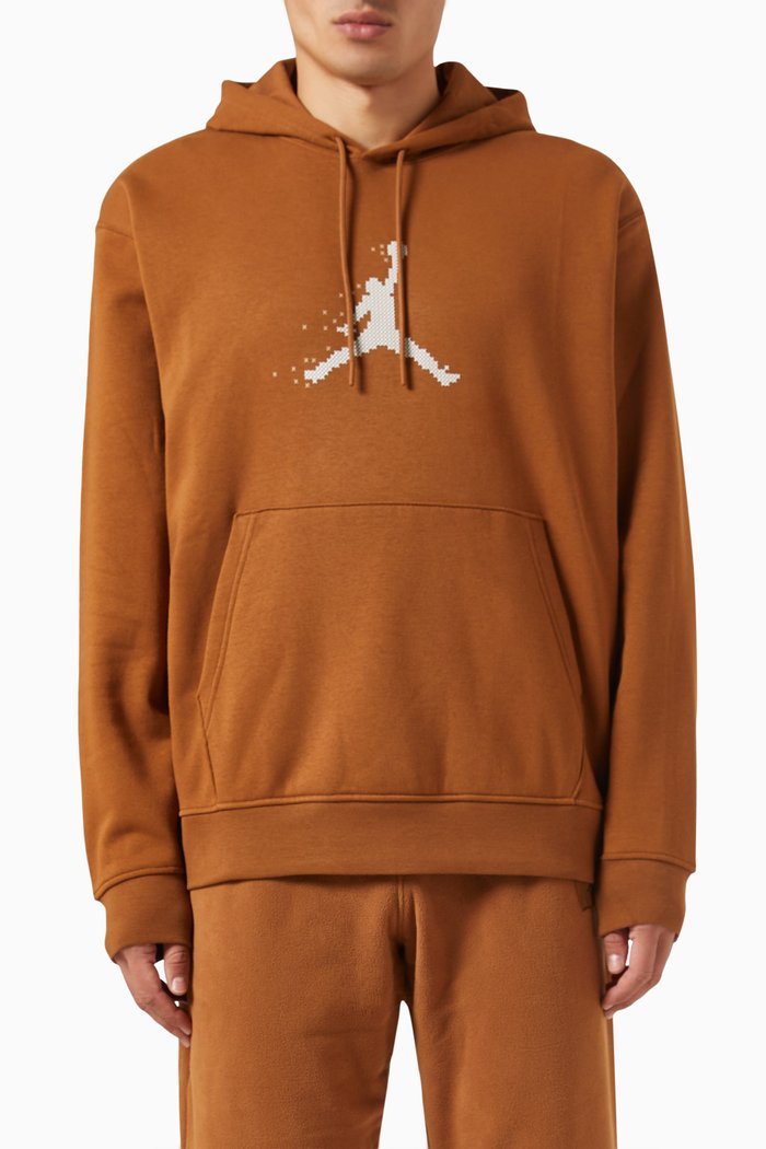 

Jordan Essentials Holiday Hoodie in Cotton Fleece Blend, Brown