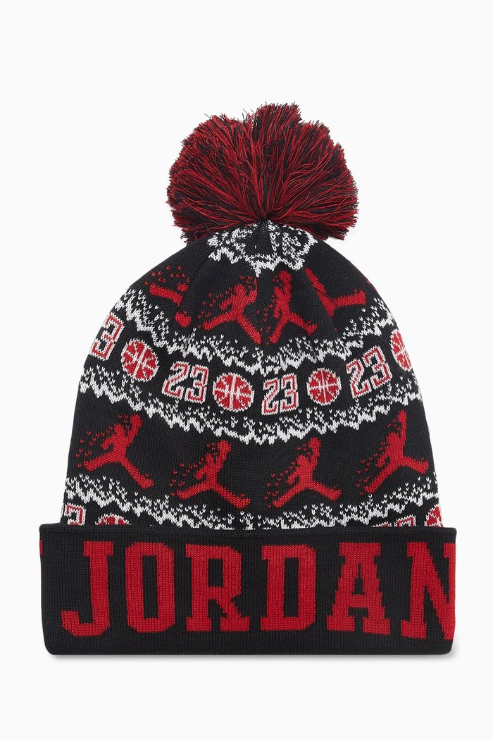 

All-over Print Peak Beanie Hat, Black
