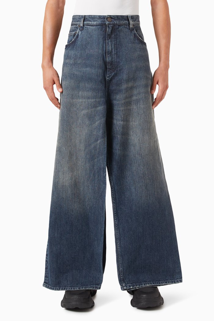 

Double Front Pants in Denim, Blue