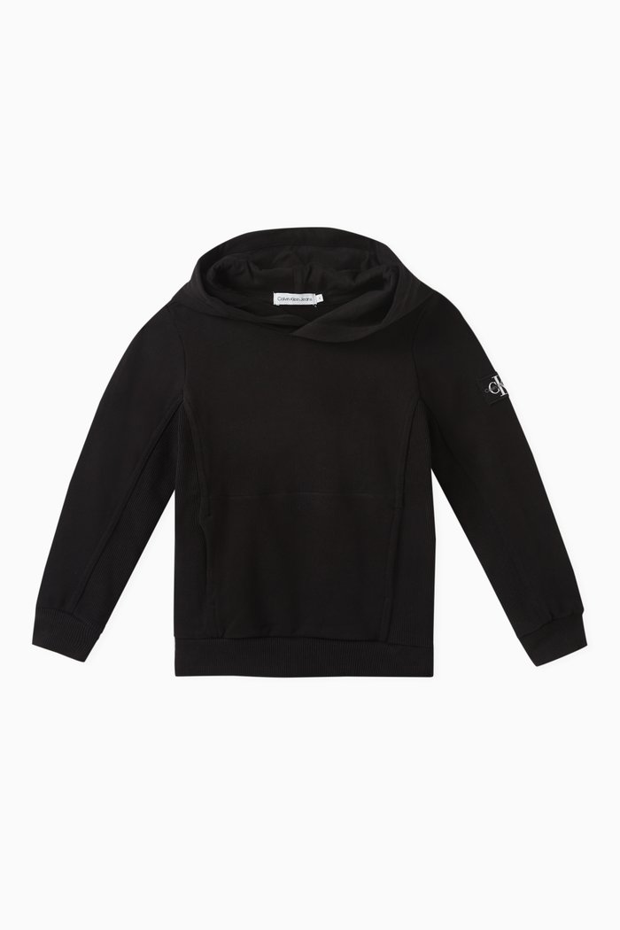 Logo-badge Hoodie in Cotton, Black