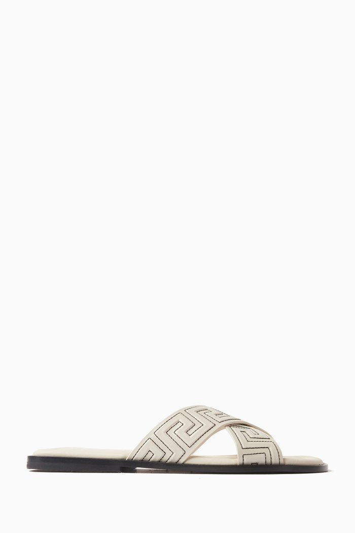 

Greca Open-toe Sandals in Leather, Multicolour