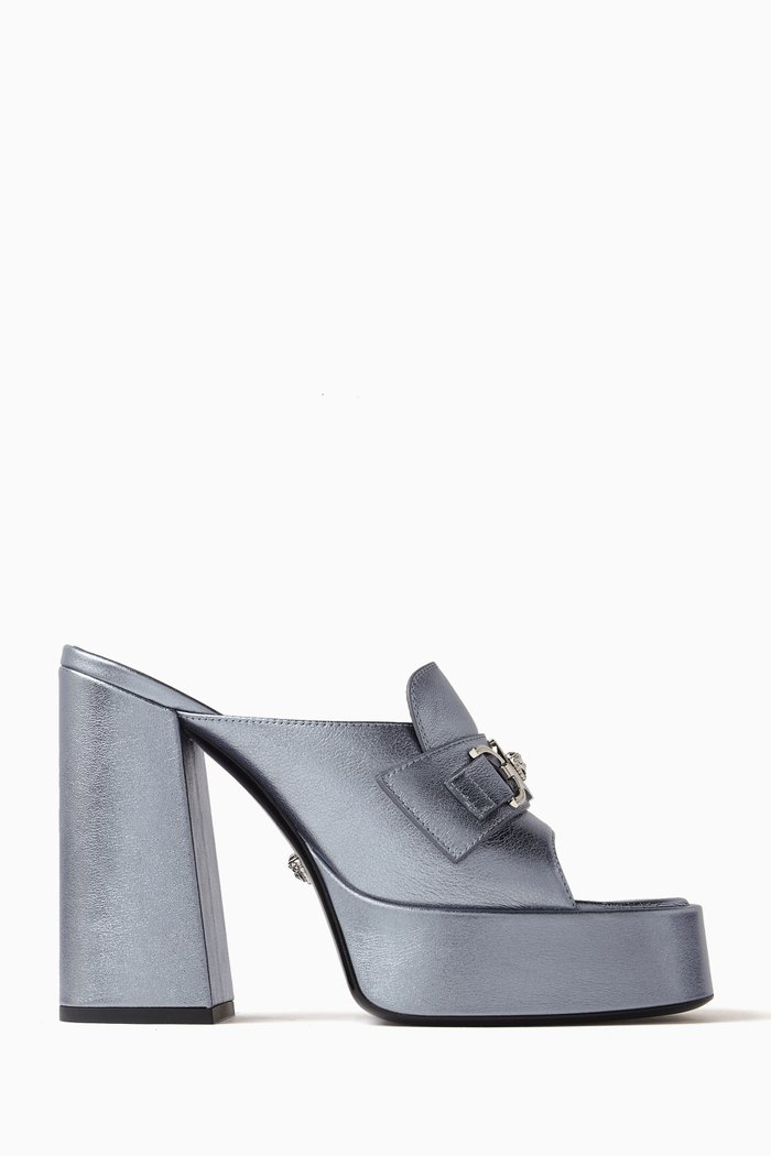 

Medusa '95 120 Platform Mule Sandals in Metallic Leather, Purple