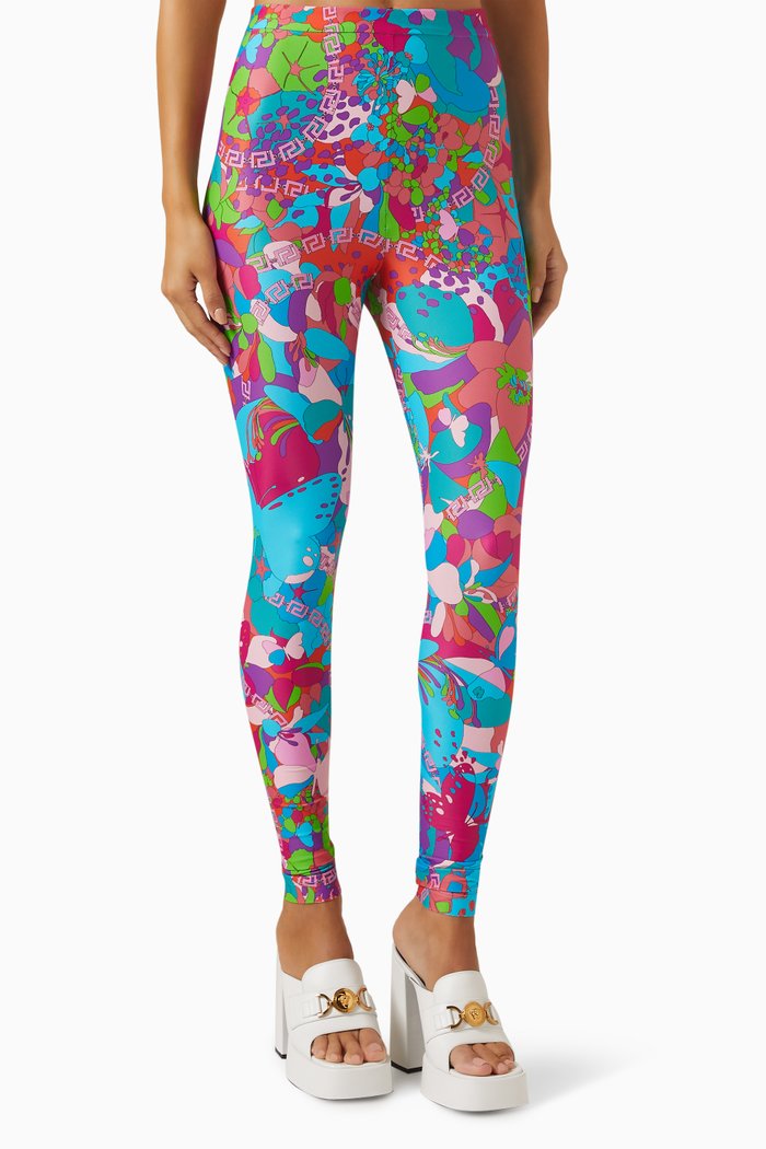 x Dua Lipa Floral Summer Leggings in Stretch-nylon, Blue