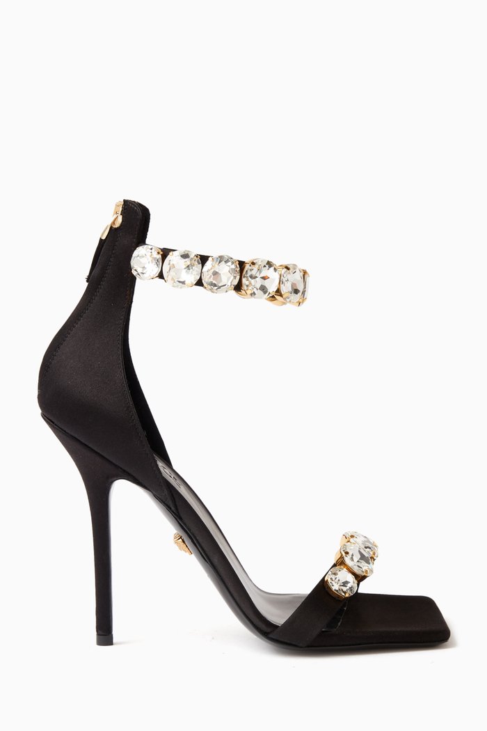 Crystal-embellished 80 Sandals in Satin, Multicolour