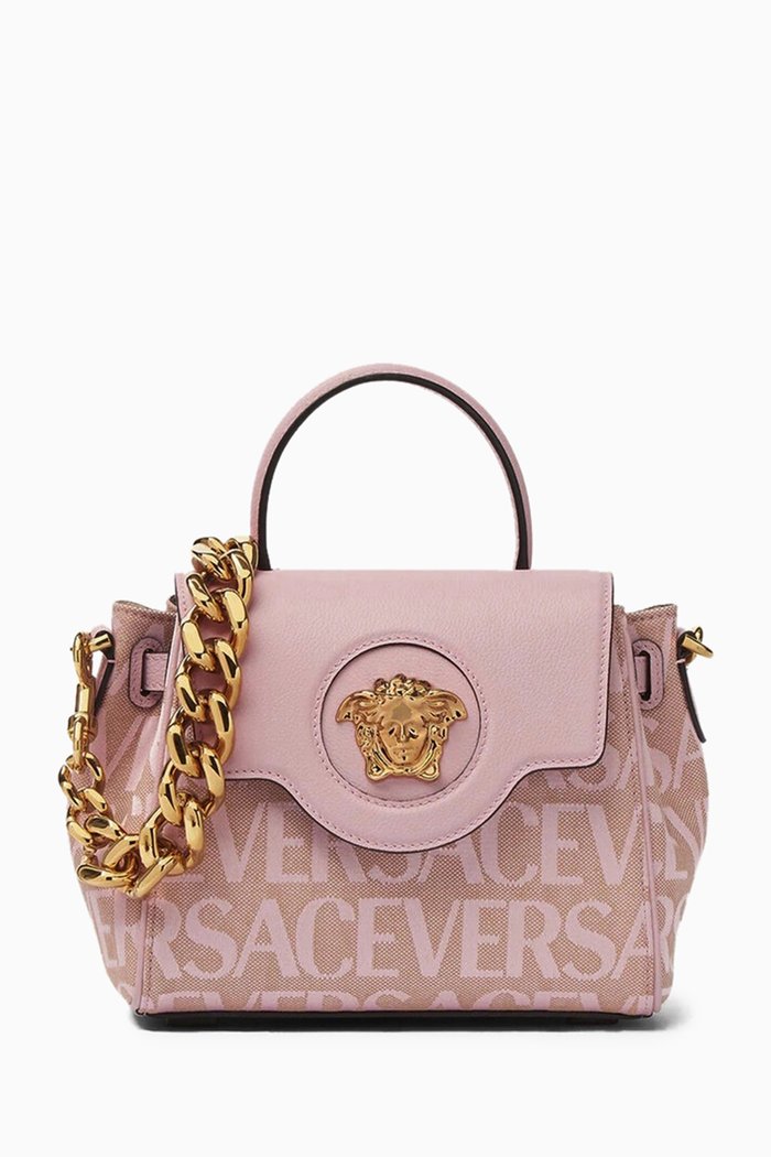 

Small La Medusa Top-handle Bag in Signature Jacquard & Leather, Pink
