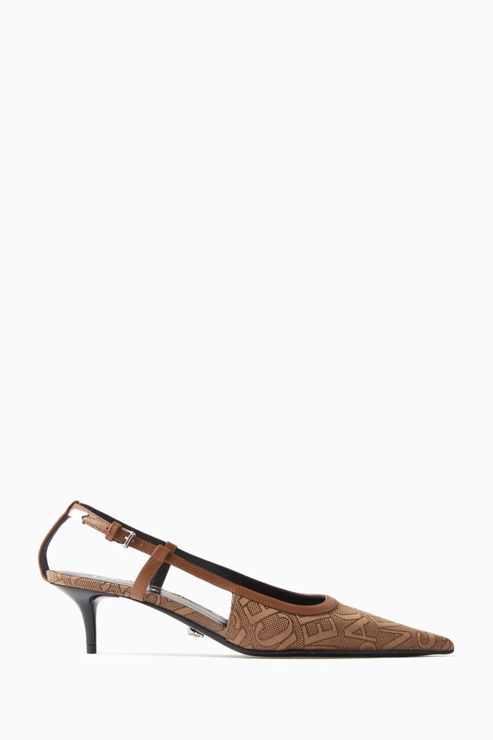 

All-over Logo Mules in Jacquard, Brown