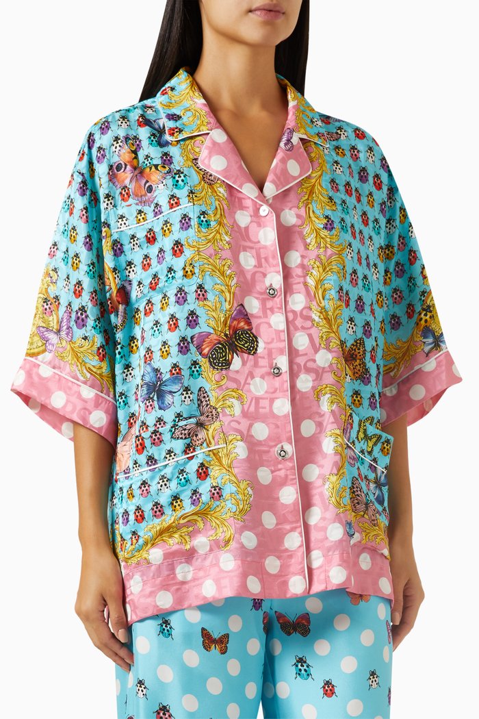 

Butterflies & Ladybugs Oversized Shirt in Silk-twill, Multicolour