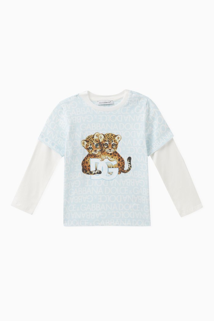 

Leopard-print T-shirt in Cotton, Blue