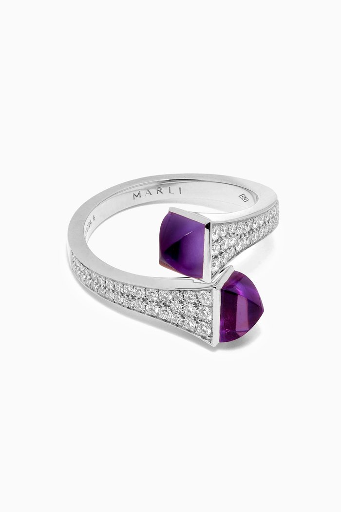 Cleo Diamond Midi Ring in 18kt White Gold, Silver