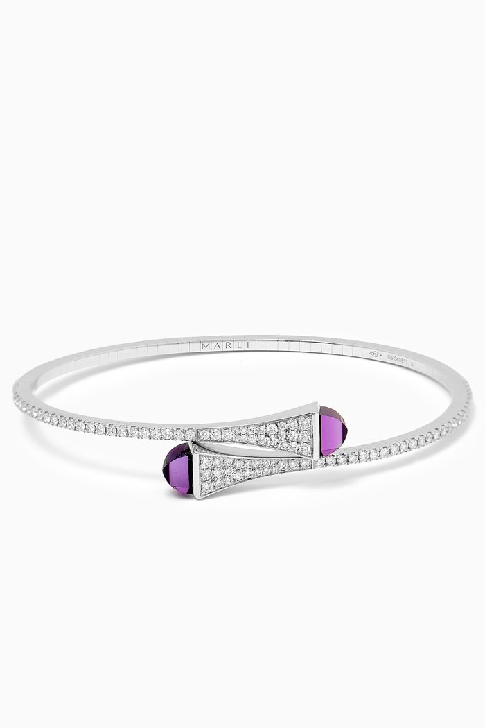 

Cleo Diamond Midi Slip-on Bracelet in 18kt White Gold, Silver