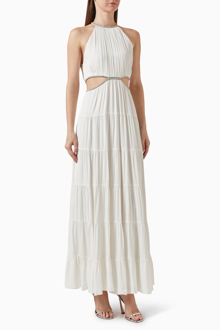 

Myrtice Embellished Cut-out Maxi Dress in Viscose, Neutral