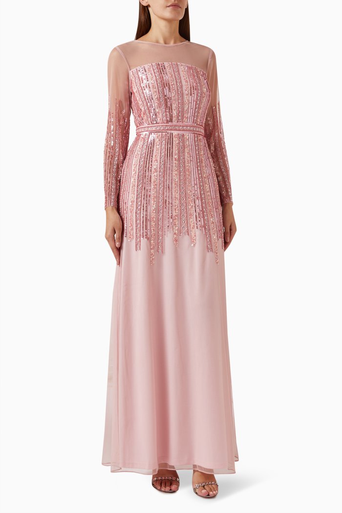 

Alaina Sequin Maxi Gown in Crêpe Tulle, Pink
