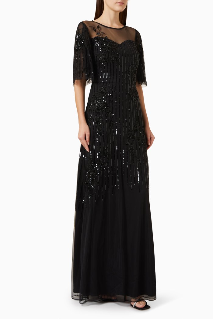

Embellished Gown in Tulle, Black