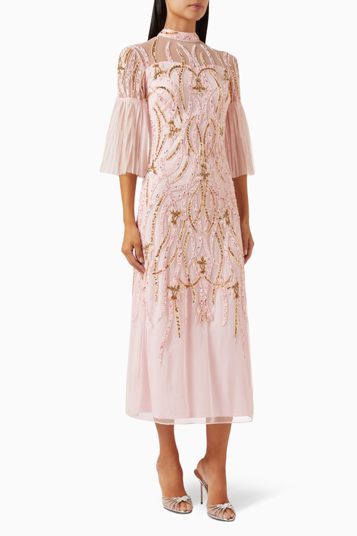 

Embellished Midi Dress in Tulle, Pink