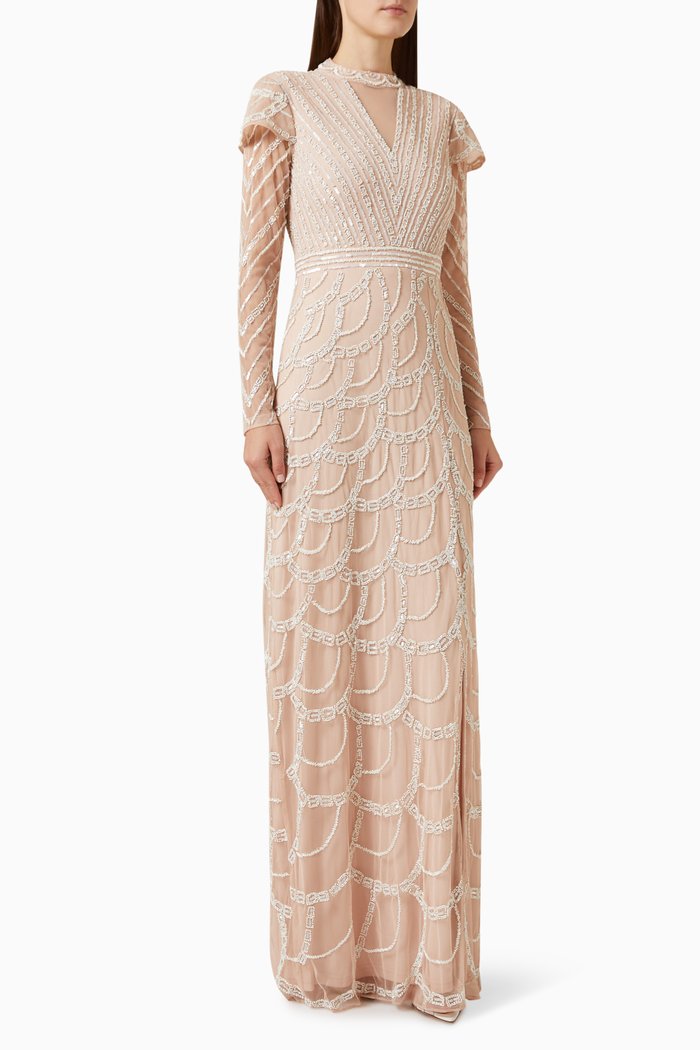 

Casey Embellished Gown in Tulle, Neutral