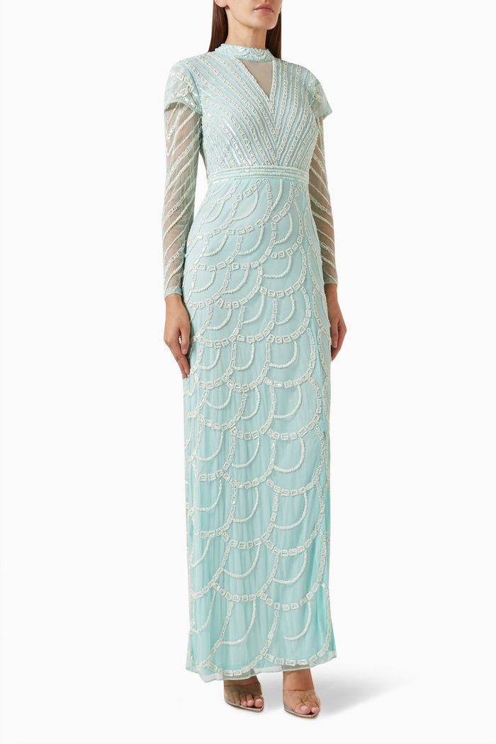 

Casey Embellished Gown in Tulle, Blue