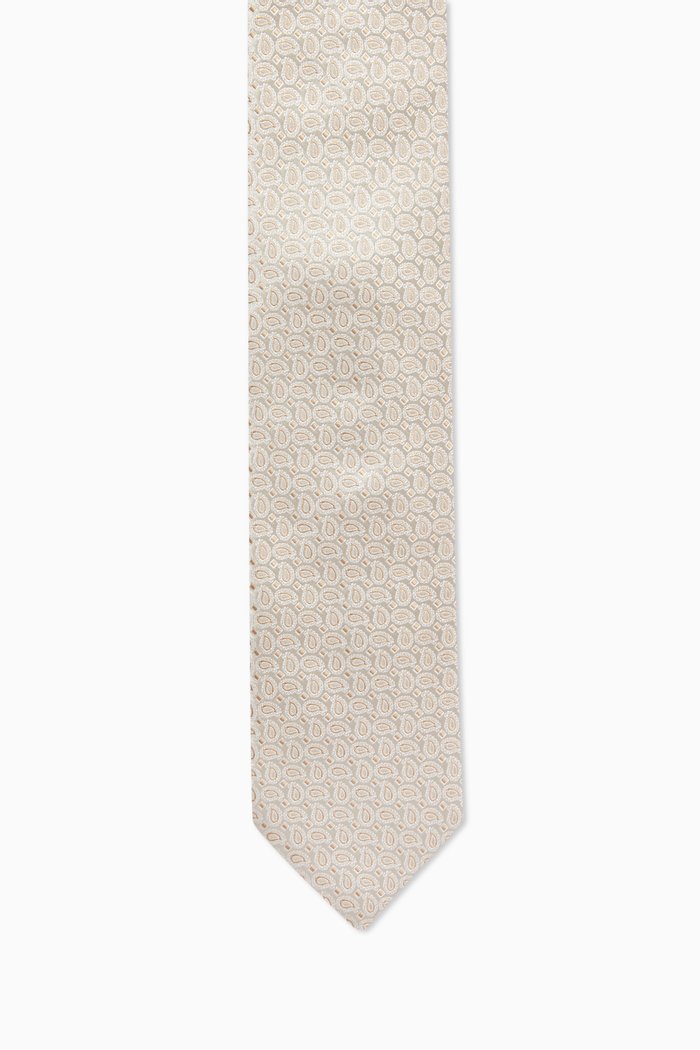 

Micro Paisley Tie in Silk, Neutral