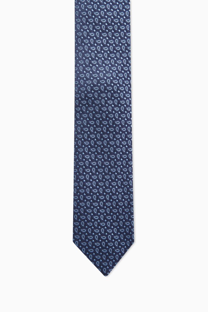 

Micro Paisley Tie in Silk, Blue