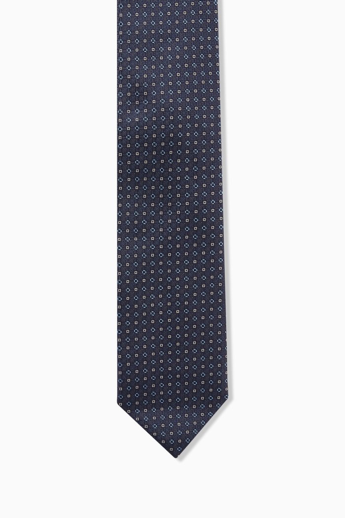 

Geometric Tie in Silk, Blue