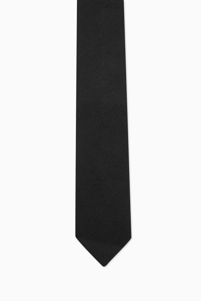 

Tie in Silk-cotton Blend, Black