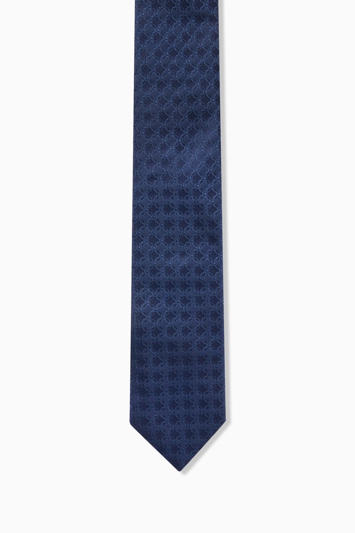 

Geometric Tie in Silk, Blue