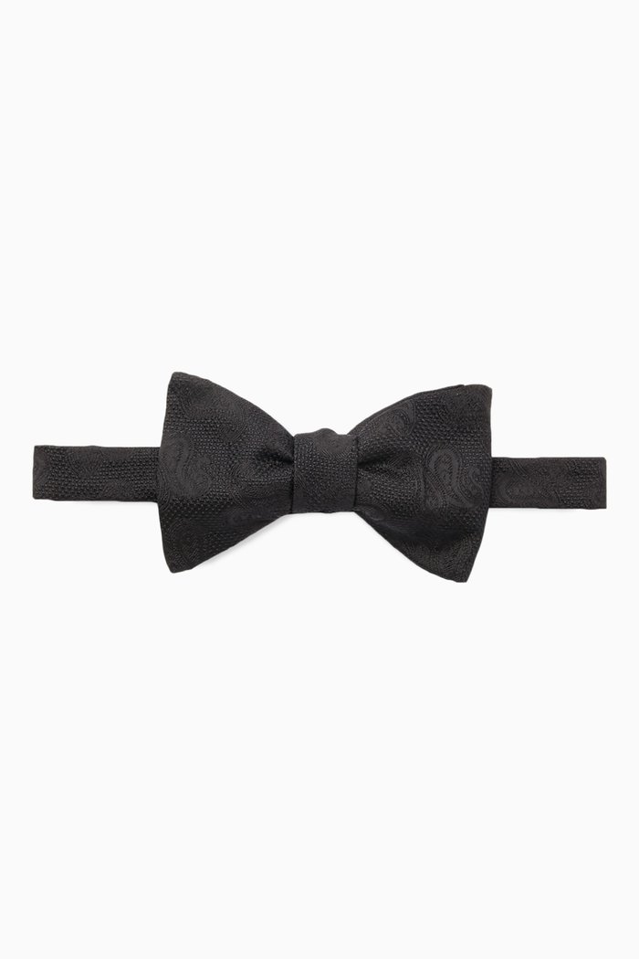 

Ready Tied Geometric Bow in Silk, Black