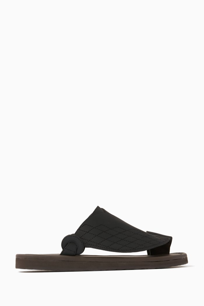 Piatto Vela Mosaico Sandals in Rubberised Leather, Black