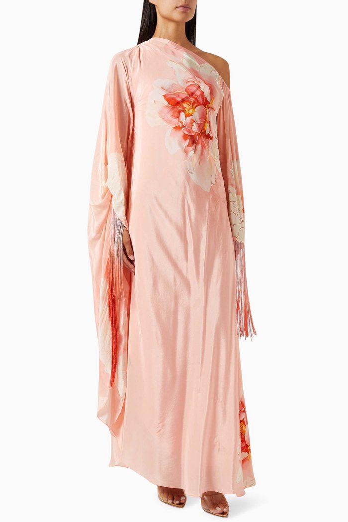 Asymmetric Kimono in Crepe, Orange