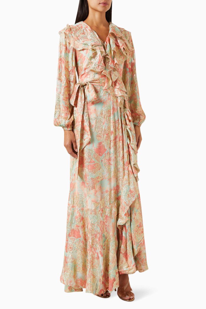 

Printed Maxi Dress in Brasso, Multicolour