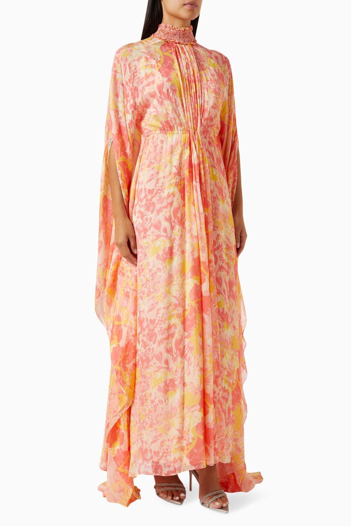 

Pleated Kaftan in Chiffon, Orange