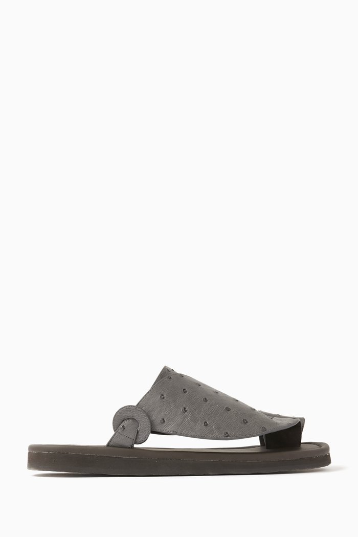 

Piatto Sandals in Ostrich Leather, Black