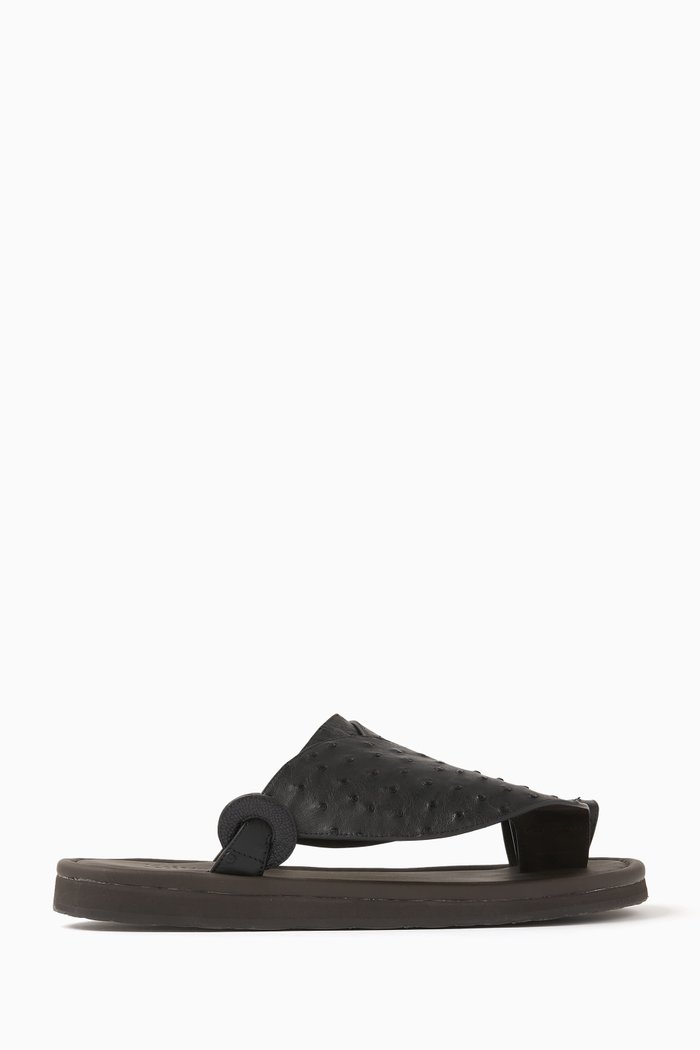 

Piatto Sandals in Ostrich Leather, Black