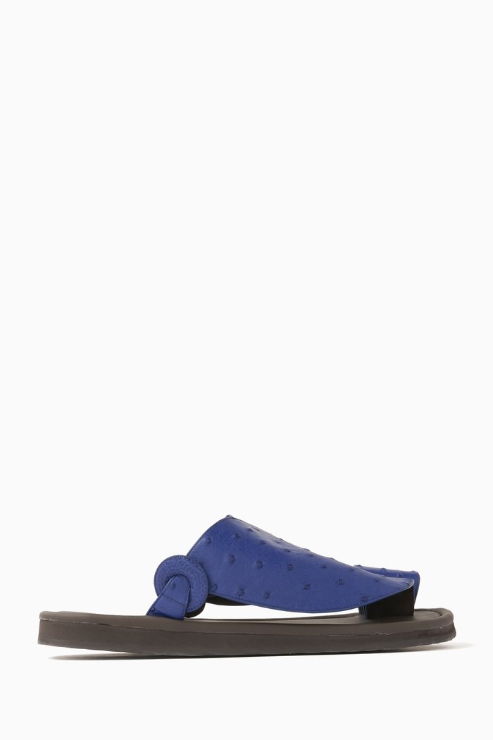 

Piatto Sandals in Ostrich Leather, Blue