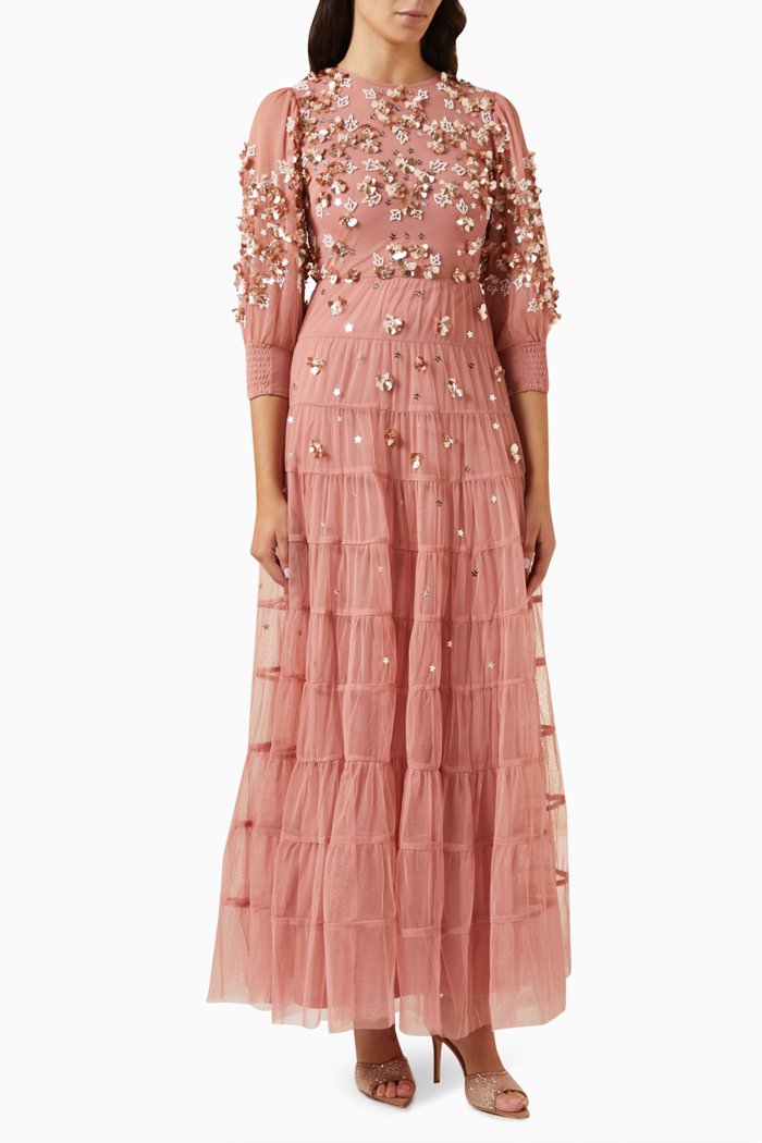 

Marissa Embellished Tiered Maxi Dress, Pink
