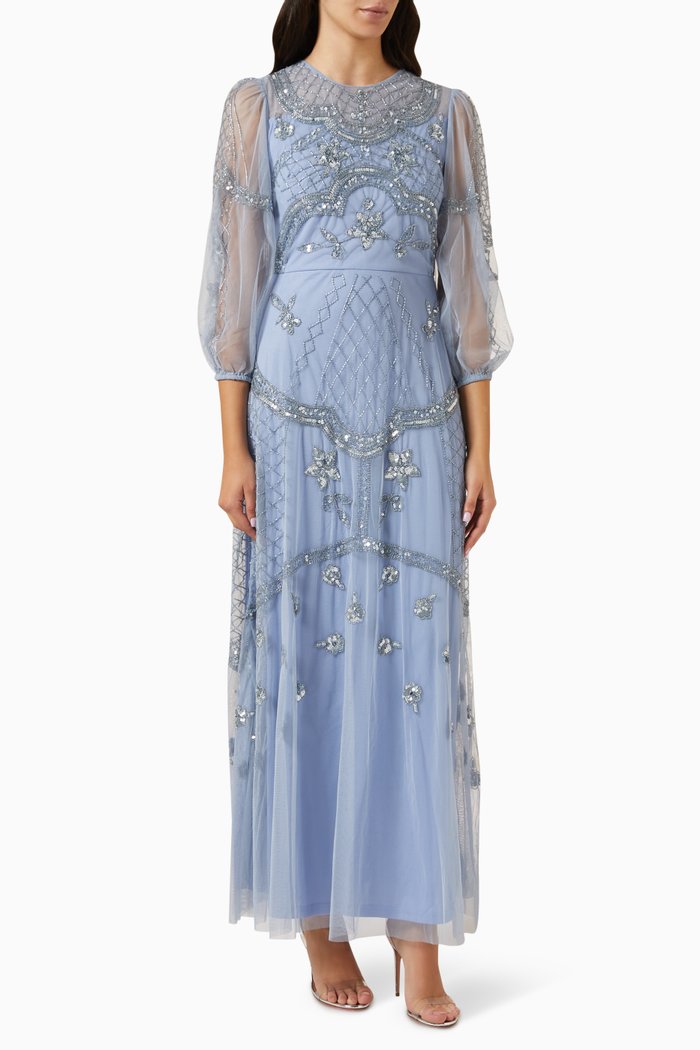 

Sequin Embellished Maxi Dress, Blue