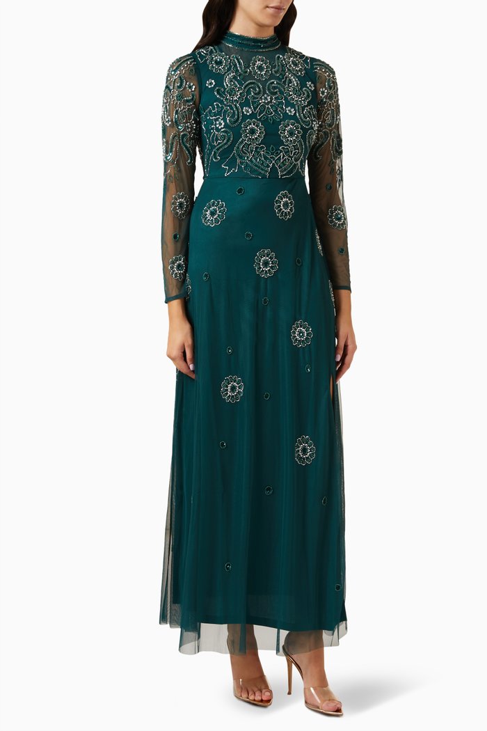 

Sabina Embellished Maxi Dress, Green