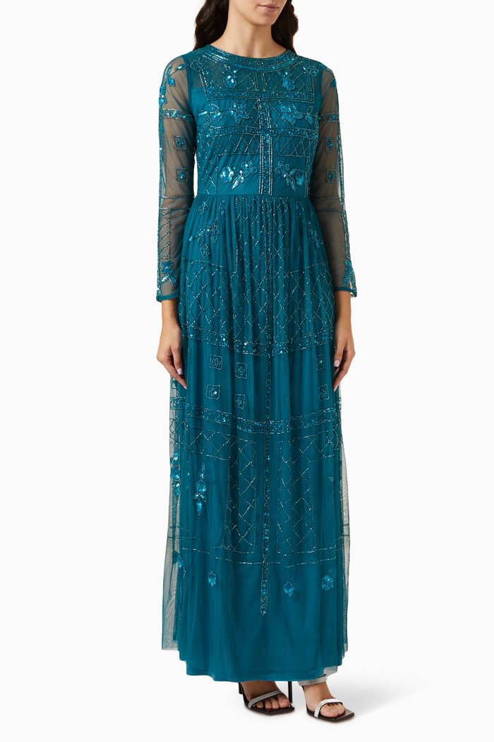 

Sequin Embellished Maxi Dress, Blue